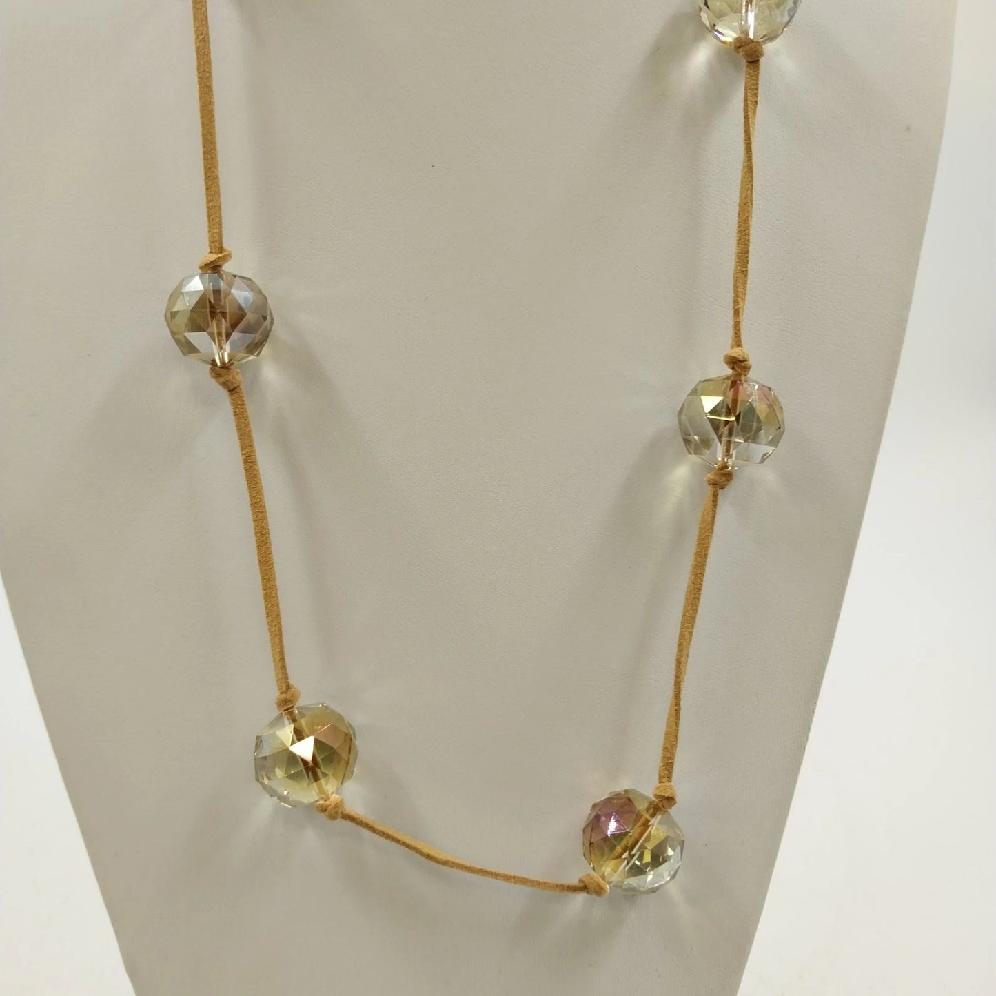 3 Beaded Necklaces Multicolor Seed Bead Suede Cord Amber Pendant