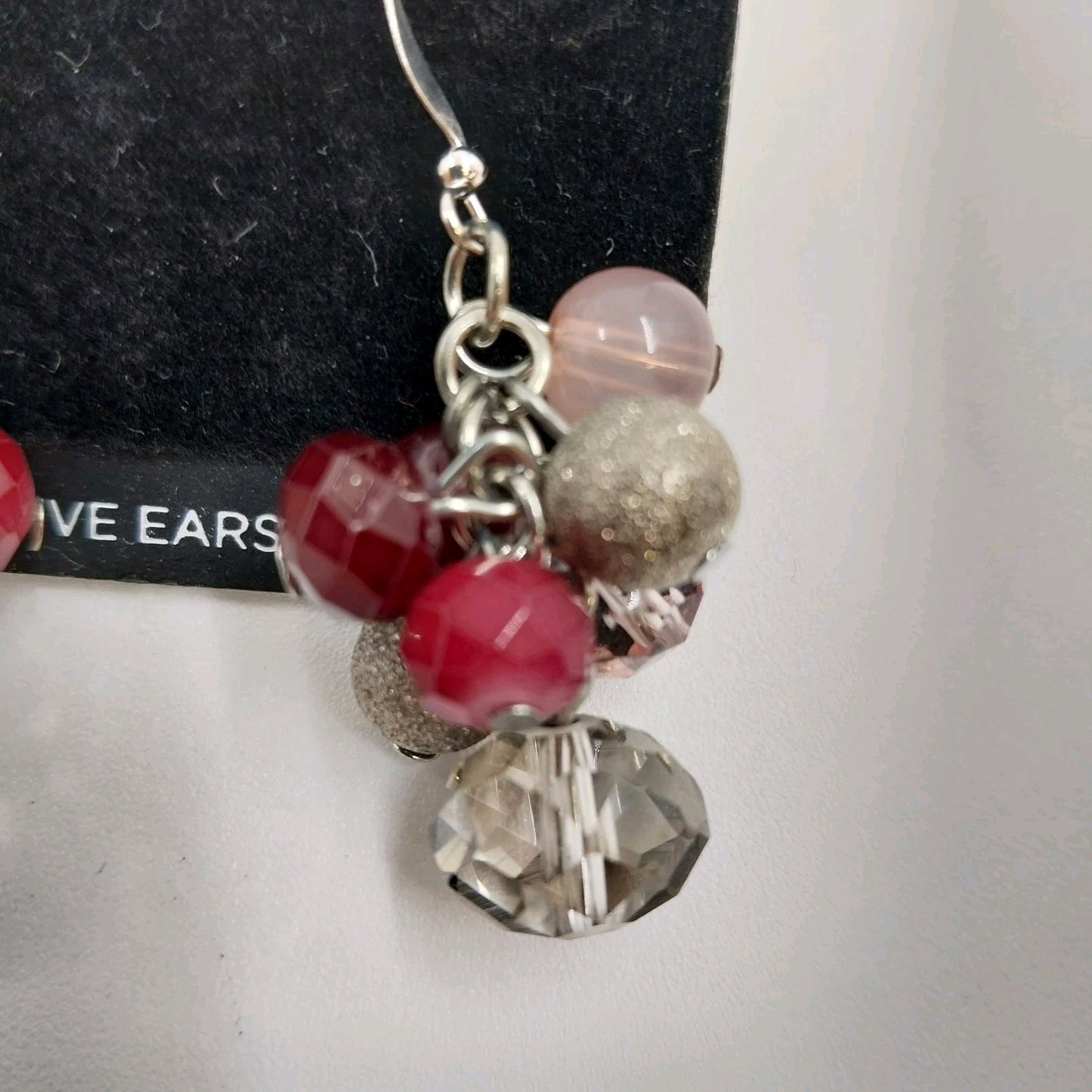 Catherines Silver Tone Multicolor Faceted Faux Pearl Beads Drop Dangle Earrings