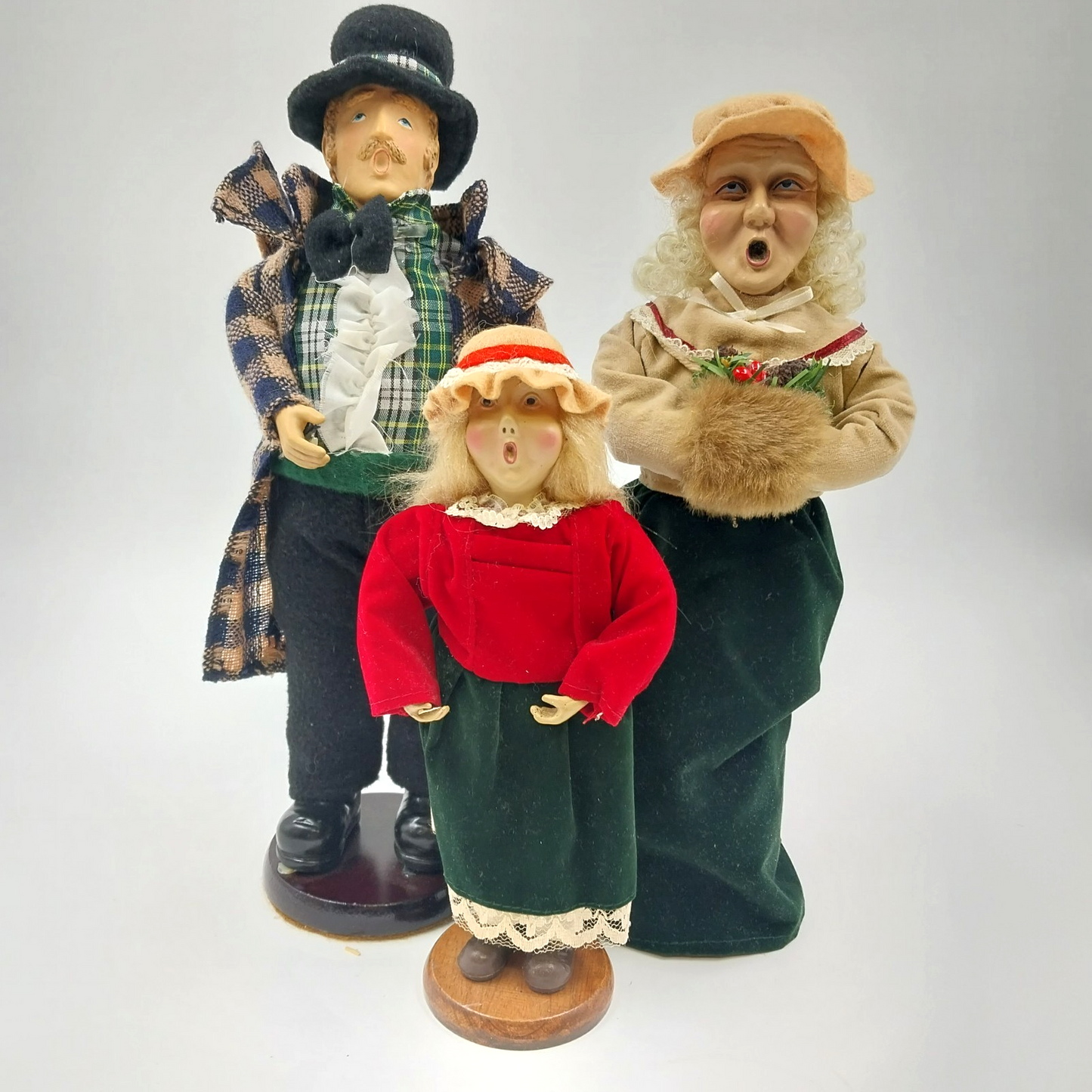 Set of 3 Vintage Christmas Caroler Figurines Man Woman Schoolgirl
