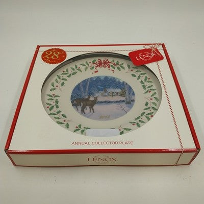 Lenox 2018 Annual Collection Christmas Plate 28th Series Numbered Cabin Deer