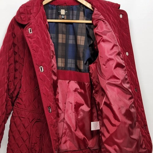 Gallery Women's Red Quilt Jacket Eyelet Closure Side Pocket 1X Long Sleeve China