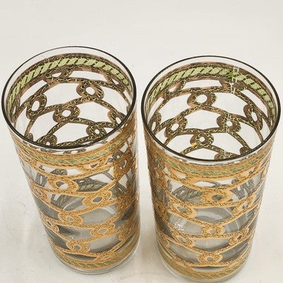 4 Culver Highball Glass Tumblers Entwined Rope 12oz 5.5" Plus One Chipped Glass