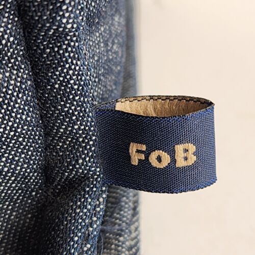 2007 Boyds Bear Club Collection Denim Tote Bag Plastic Insert Striped Lining 7"H