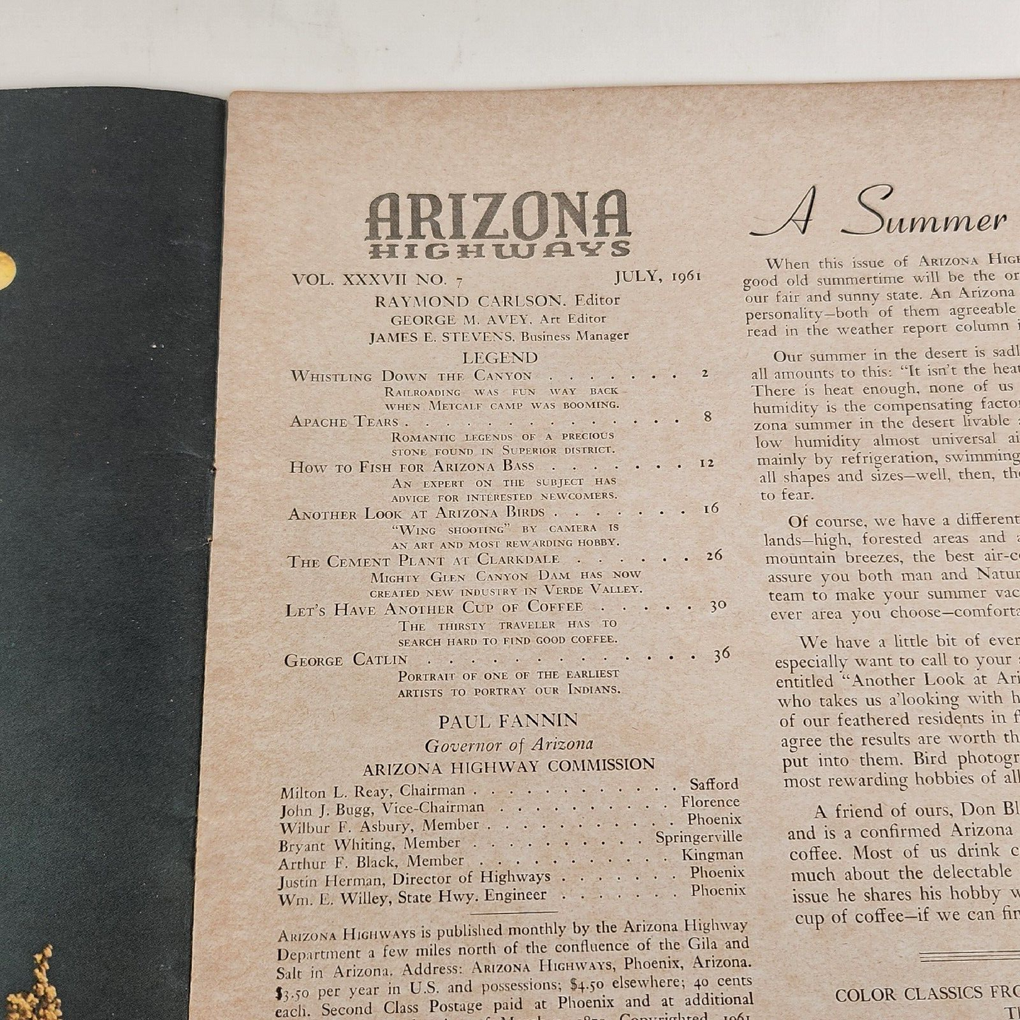 Arizona Highways 1961 July Edition A Summer Visit Whistling Down The Canyon