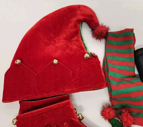Elf Costume Red Green NEW NO EARS Shirt Pants Belt Boots Hat Child Size 8 - 10