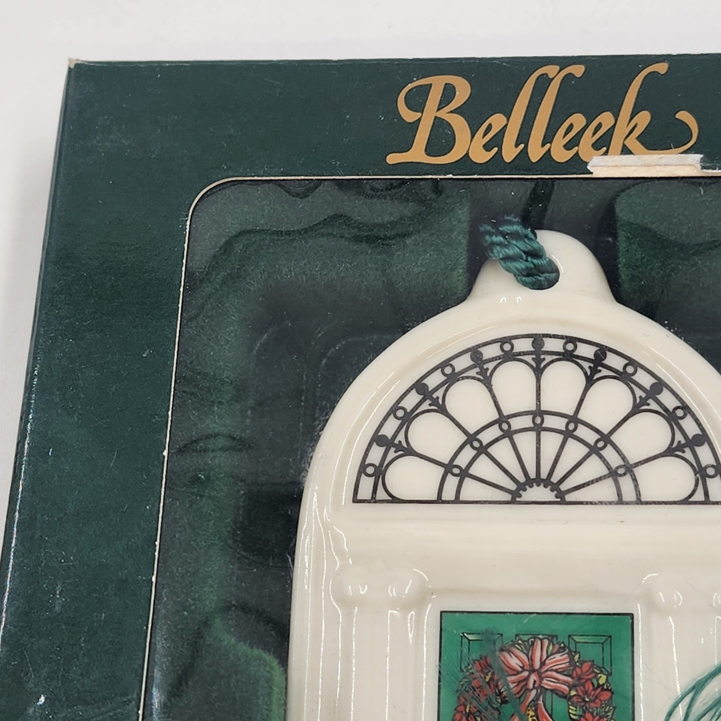 NEW Belleek Dublin Doors Green Christmas Ornament Irish Fine Parian China 2293