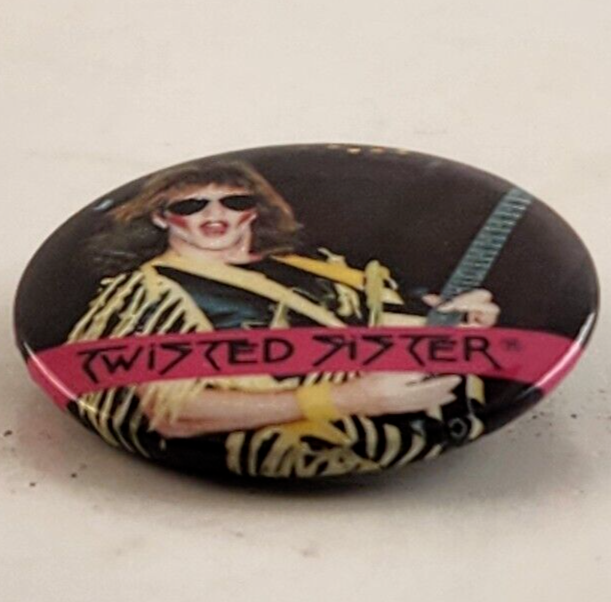 Twisted Sister Concert Pinback Button Black And Pink Vintage Miniature Badge