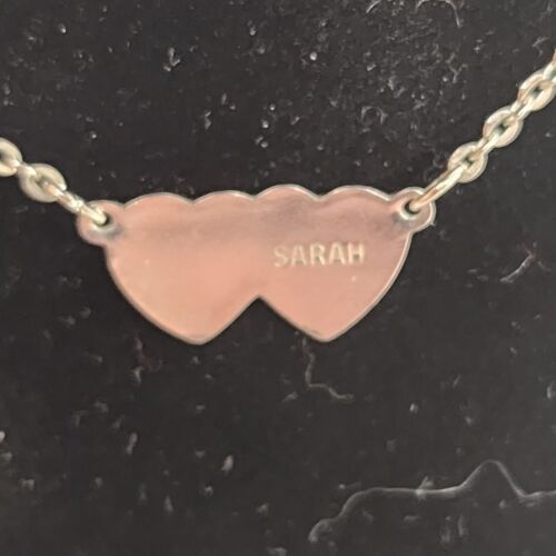 Sarah Coventry Double Heart Necklace Silver Tone Oval Link Chain 7.8" Choker Vtg