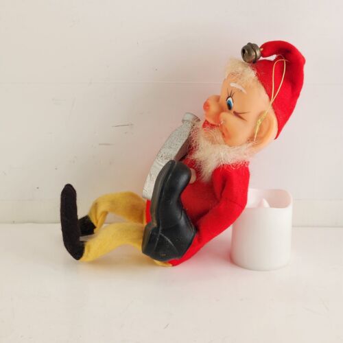 Elf Shelf Sitter Cobbler Shoe Maker Vintage Christmas Ornament Japan 1970s