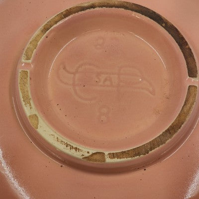 Cookson Ceramic Pottery Round Glossy Peach Bowl Planter 8"x2.5" CP 22-7 USA