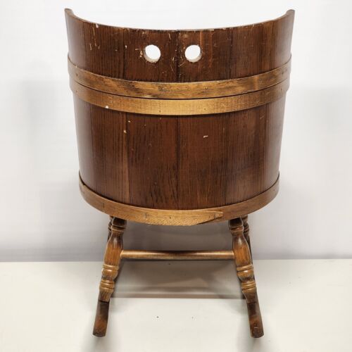 Vintage C L Lane Co Wooden Rocking Chair Barrel Shape Foam Cushion Kids