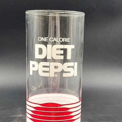 Clear Diet Pepsi One Calorie Clear Glass w Classic Logo Design 10oz Vintage 60's