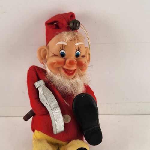 Elf Shelf Sitter Cobbler Shoe Maker Vintage Christmas Ornament Japan 1970s