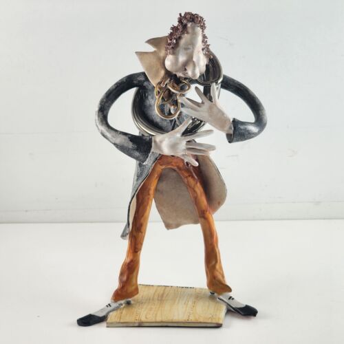 Arnoldo Miniati Ceramic Sculpture Orchestra Horn Player Modern Art 10 Inch Tall