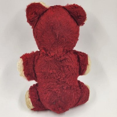 1950s Knickerbocker Teddy Bear Red Plush Toy Rubber Nose Button Eyes Collectible