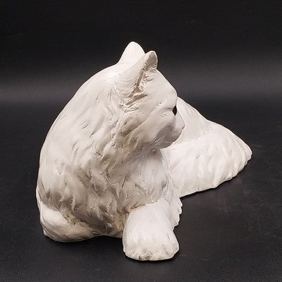 HOMCO 1147 Large White Persian Cat Kitty Statue Yellow Glass Eyes 1980’s