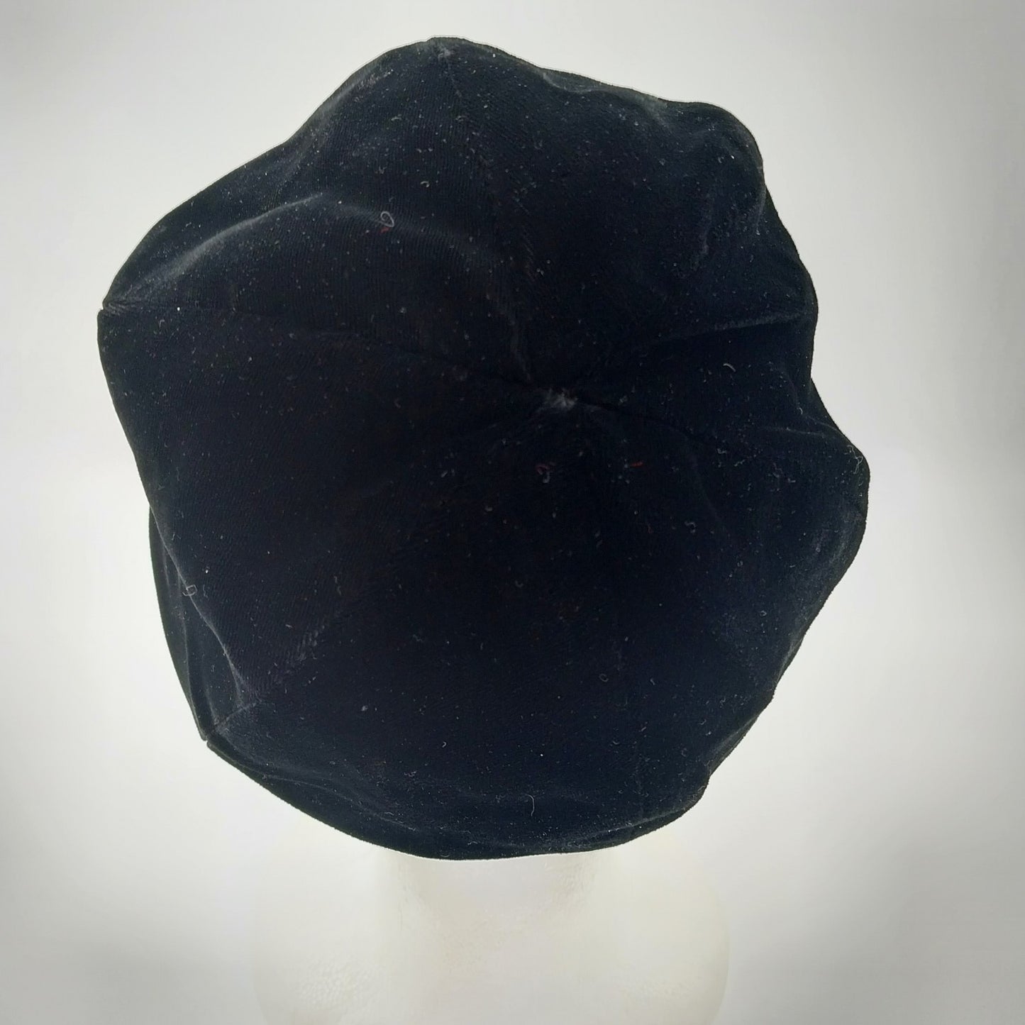 Black Deluxe Velour Cloche Hat Peachbloom w Grosgrain Ribbon Bow Band Polyester