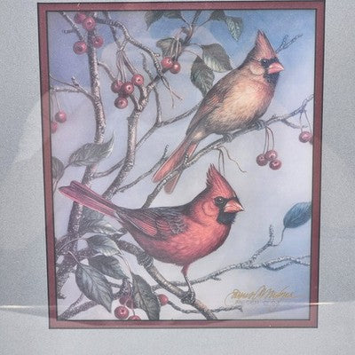 "Red Splendor" Signed Cardinal Print by James Meger | Matted & Framed 9” x 11” Wildlife Art | Bird Lover Gift | Nature Wall Decor