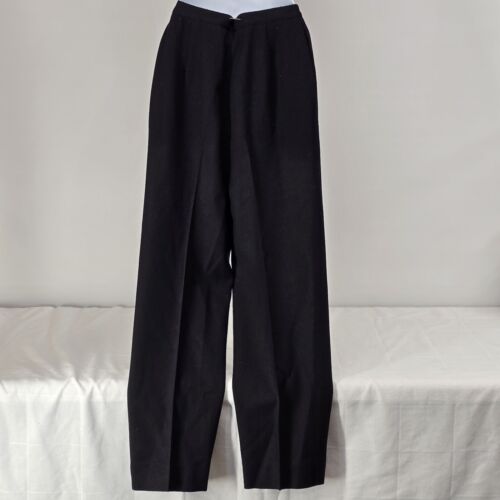 Emotions Black Women’s Slacks Size 8 Zip Front Pleated Wool Blend with Pockets