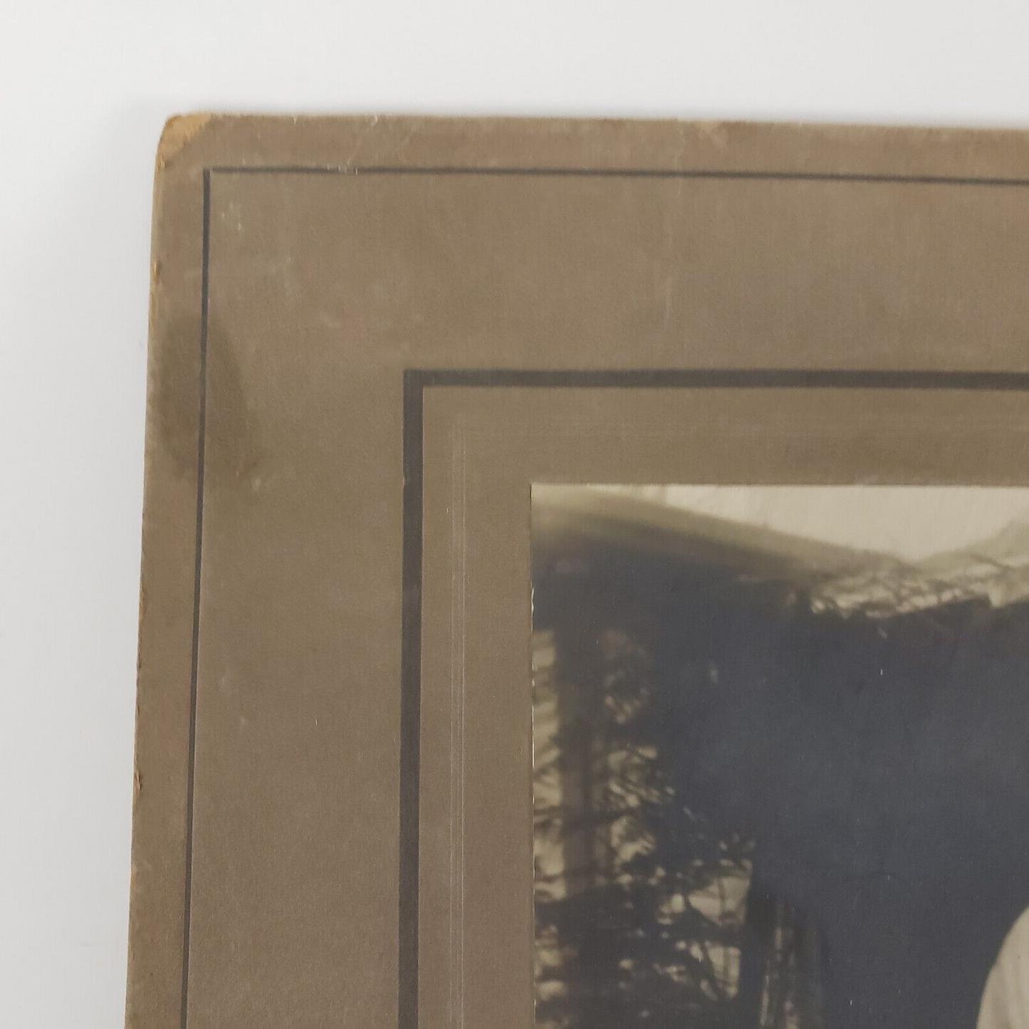Antique Photograph Young Girl in 1920's Style Dress Black and White Paper Frame