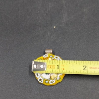 Murano Glass Round Pendant Colorful Millefiori Art Glass Jewelry No Chain