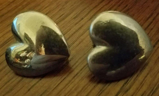 Vintage Silver Dauplais Screw On Earrings Heart Shape 1980's