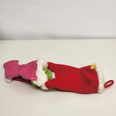 Dr Seuss Grinch Musical Pink Stocking Sock Puppet Vtg 2000