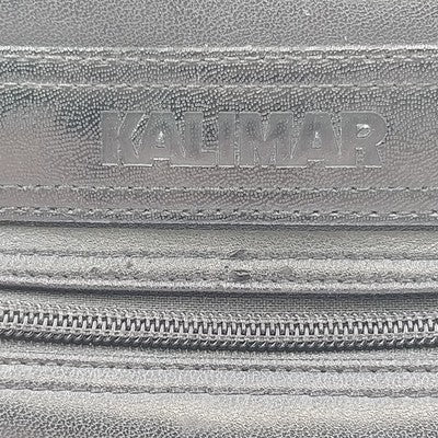 Kalimar Black Leather Camera Bag 10"x7"x7" Side Pockets & Shoulder Strap Vintage