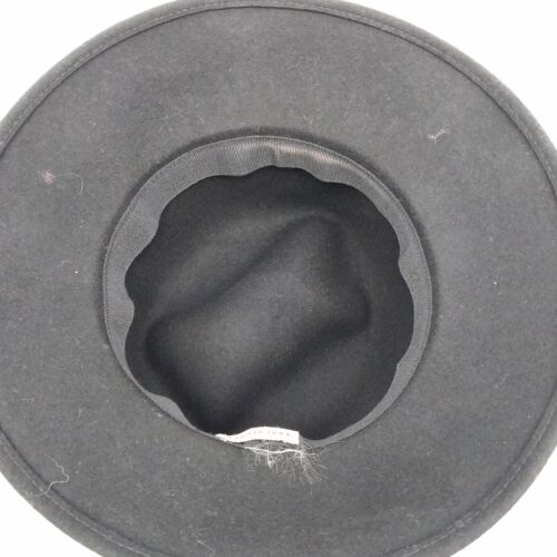 Henri Bendel New York Italy Hat Flowers Black Gray Wool 12" Bowler Rim Vintage