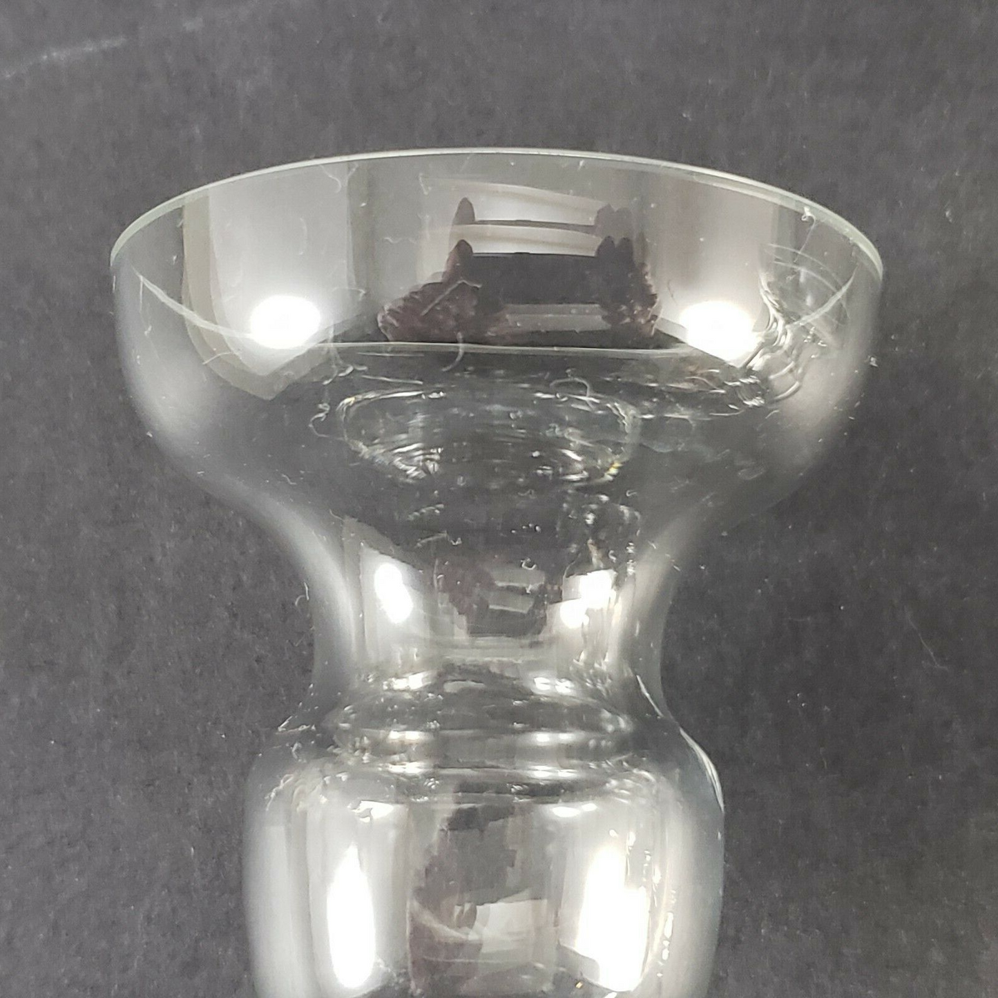 Pair Crystal Clear Glass Candlesticks 9" Tall Vintage Wide Base Holders
