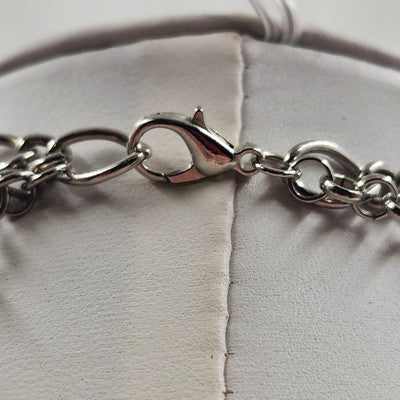 Silver Tone Chains w Multicolor Beads & Filigree Accents Double Strand Necklace
