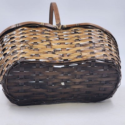 Handwoven Wicker Storage Basket Loop Handle Oval Brown Rattan 15"Lx9"Wx16"H