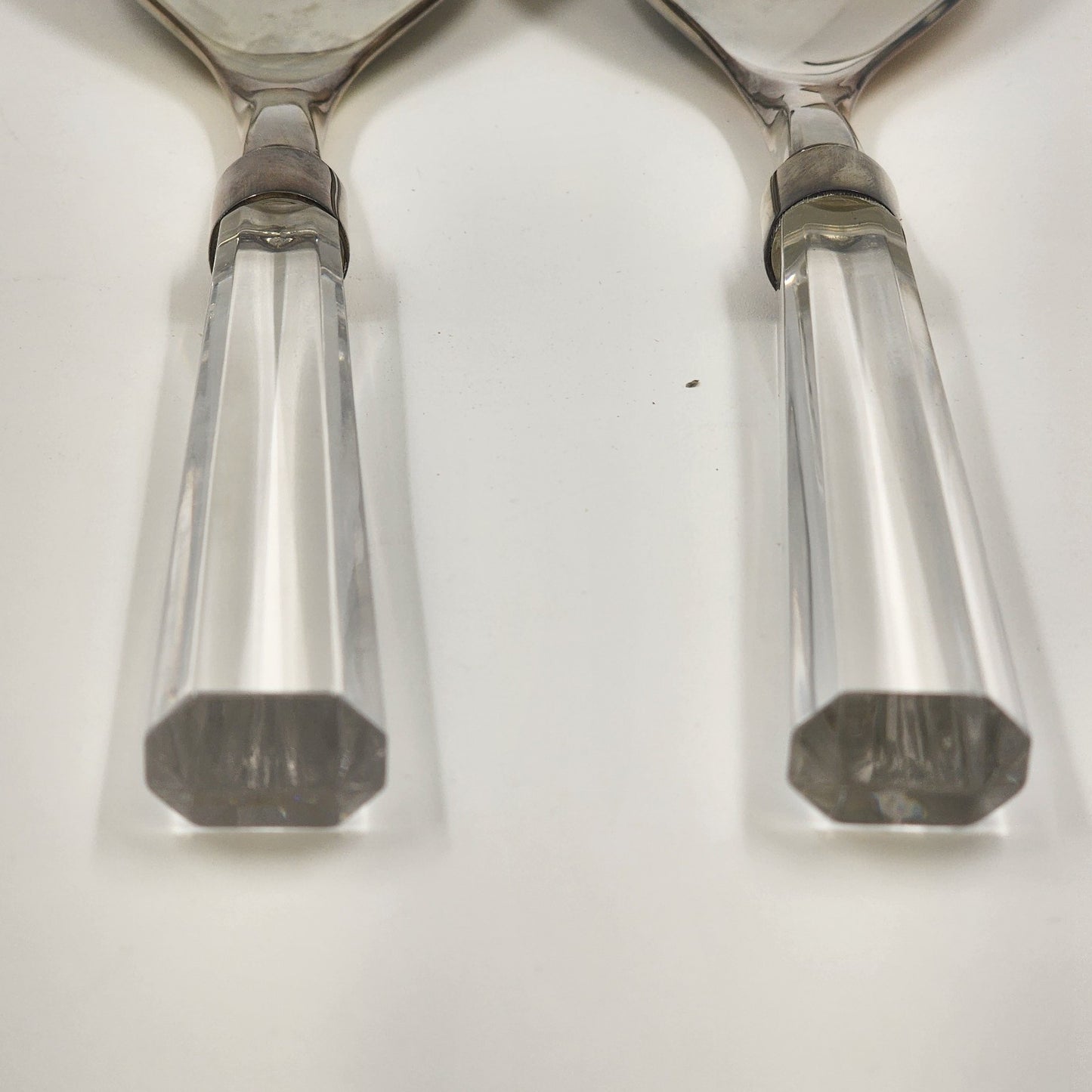 Lenox Ovations Salad Fork & Spoon Utensils Minimalist Stainless Crystal Handles