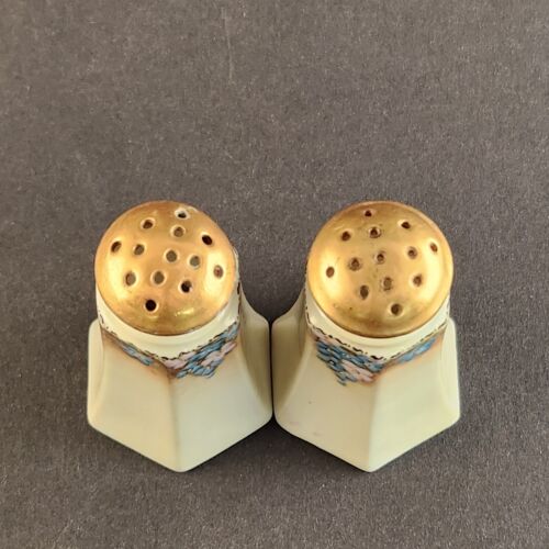White & Gold Royal Austria Salt & Pepper Shakers Floral Vintage