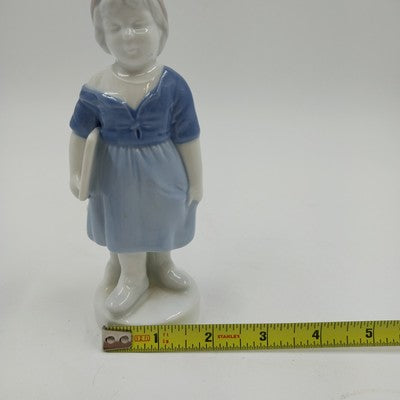 Gerold Porzellan Bavaria School Girl Figurine Blue Dress 6.5" Germany