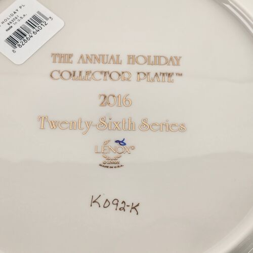 Lenox 2016 Annual Collector Holiday Plate 26th in Series Santa Checking List NIB