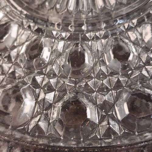 Clear Glass Pedestal Cake Plate 11" Windsor Button & Cane Pattern Federal Glass