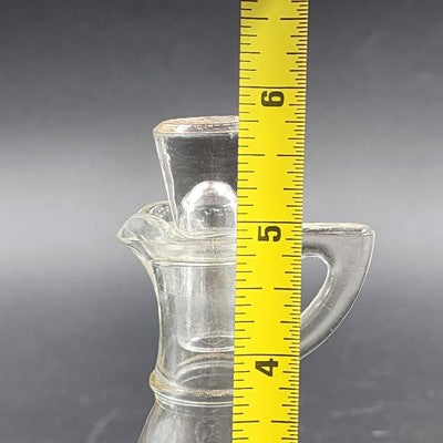 Culver Glass Chantilly Oil & Vinegar Cruet Set w/ Lids Antigua Gold Pattern Vtg