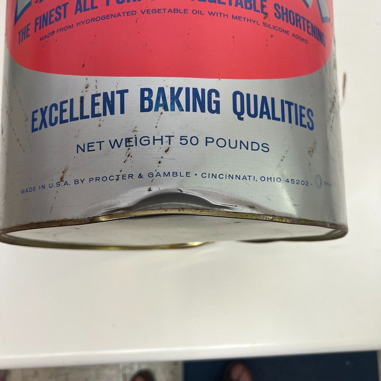 Large Primex Steel Tin Can Procter & Gamble Frying Shortening 17"x12"