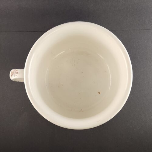 JHW & Sons Semi Porcelain Pottery Chamber Pot Brown Flowers Hanley England 9"x5"