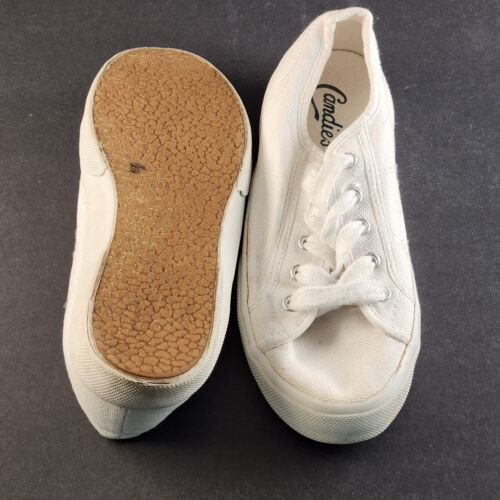 Candies All White Vintage Square Toe Flat Sneakers Shoes Size 6