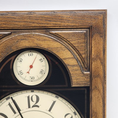 Howard Miller Oak Wood Wall Clock 612-246 Classic Quartz 18" Works w Battery VTG