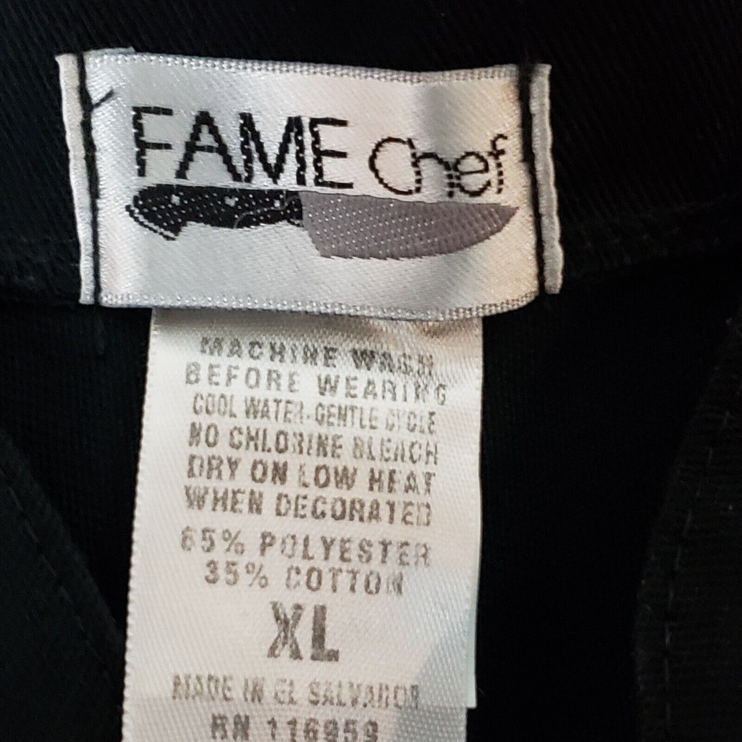 Fame Fabrics C10P Chef Coat Black XL 10 Button Long Sleeve