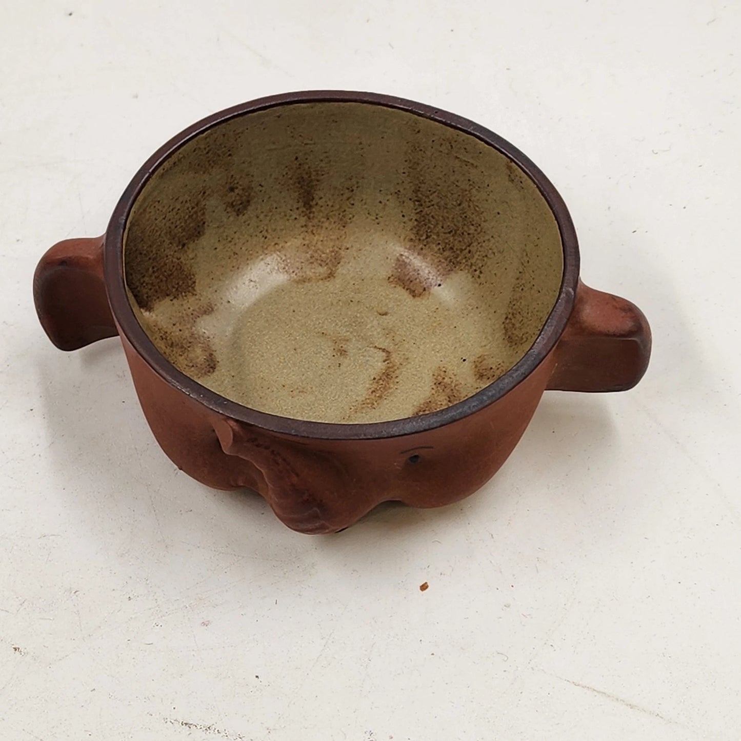 3 UCTCI Japan Elephant Face & Ear Bowls Brown Ceramic 4" x 2" Vintage Set