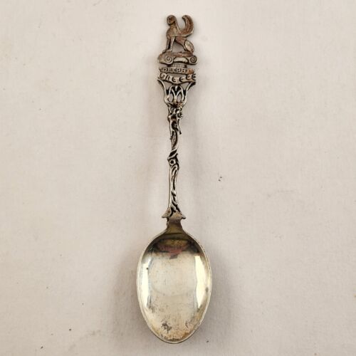 Greek Delphi Sphinx Sterling Silver Baby Spoon Vintage 4½" Long Intricate