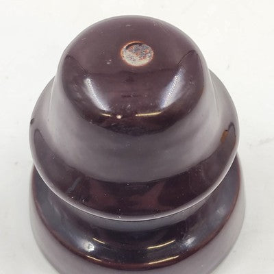 1953 Dark Brown Ceramic Porcelain Insulator 3.5" Tall x 3.25" Wide