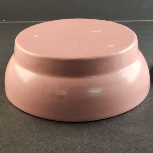 Ceramic Pottery Pink & White Vintage Covered Casserole Dish 9" Across x 4.5" T