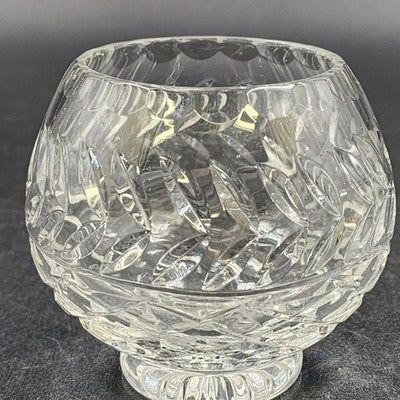 24% Lead Crystal Bowl Vase Hand Cut Clear Round 3.25" Footed Poland