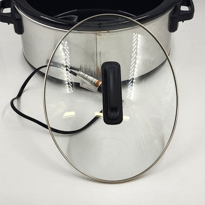 Hamilton Beach Portable Slow Cooker Crock Pot 6 Quart Black Silver 33665 10"x7"