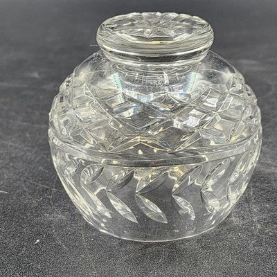24% Lead Crystal Bowl Vase Hand Cut Clear Round 3.25" Footed Poland
